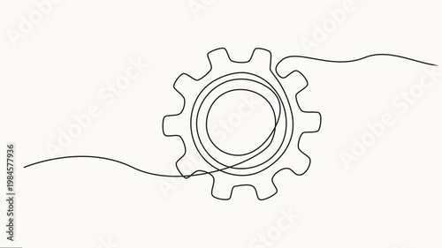 Animated self drawing of one continuous line draw Gears wheel technology concept video, Round wheel metal symbol company template for business teamwork concept. Dynamic single line draw.