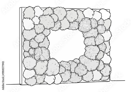 Minimalist preserved moss wall art line art icon. Generative AI