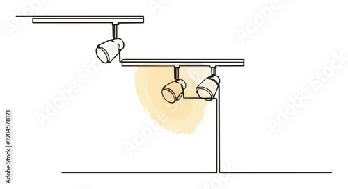 Minimalist Line-Art Track Lighting System Icon. Generative AI