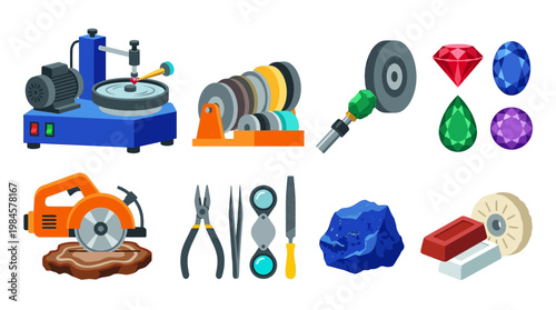 Gemstone cutting and polishing tools and equipment for lapidary work