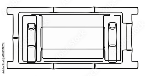 Minimalist Line-Art Bamboo Bath Caddy Icon. Generative AI