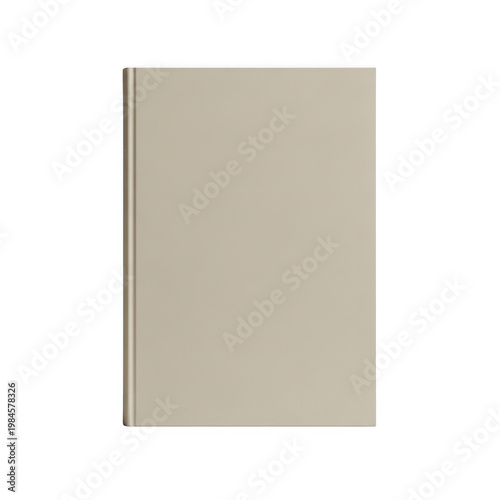Minimalist beige rectangular card or document on plain surface isolated on transparent background