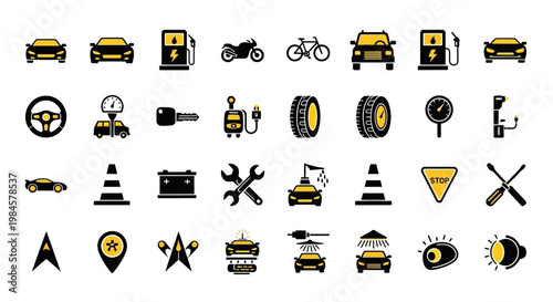 Collection of car service icons.