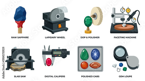 Gemstone cutting tools for polishing faceting and carving precious stones jewels