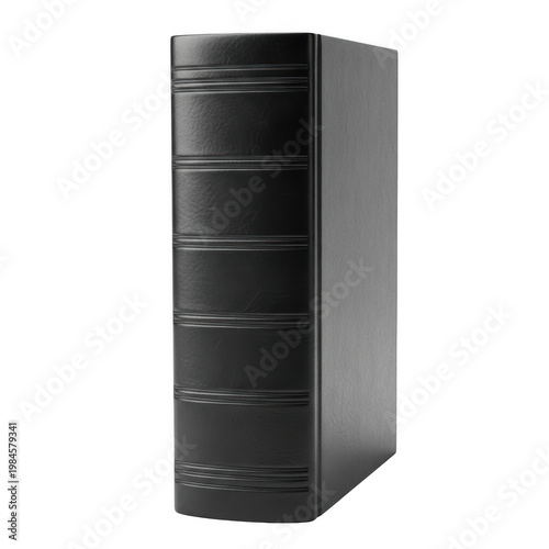 Black external multi-bay hard drive storage server with vertical slots isolated on transparent background