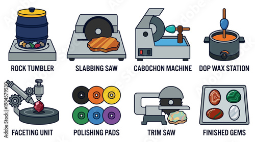 Gemstone processing equipment for rock tumbling and polishing