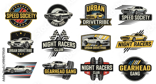 Collection of Car Racing Club Logos and Emblems.