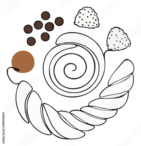 Minimalist Profiteroles Line Art Icon Top-Down View. Generative AI