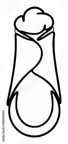 Minimalist Line Art Cannoli Shell Top-Down Icon. Generative AI