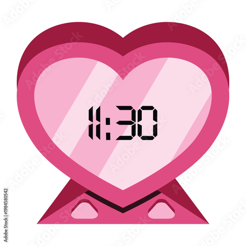 Digital heart shaped clock display.