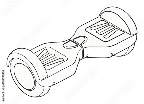 Minimalist Hoverboard Line-Art Vector Icon. Generative AI