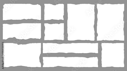 Ripped Paper Edges Bundle Torn Paper Frames Set Isolated Realistic Scrap Pieces Rough Borders Collection for Design Templates