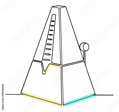 Monochrome Metronome Line-Art Vector Icon. Generative AI