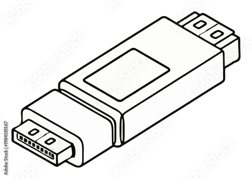 Minimalist Continuous Line-Art HDMI Cable Vector Icon. Generative AI