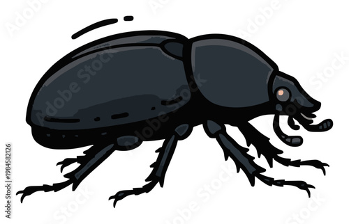 Minimalist Line Art Goliath Beetle Side Icon. Generative AI