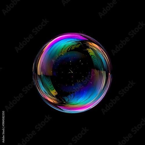 A vibrant and colorful abstract design featuring a multicolored circle on a black background