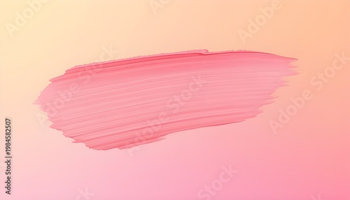 A vibrant pink brush stroke on a gradient background of peach and yellow hues