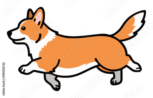 Minimalist continuous line-art vector corgi dog icon.. Generative AI