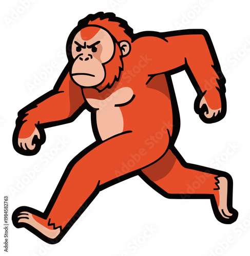 Minimalist continuous line-art vector orangutan icon.. Generative AI