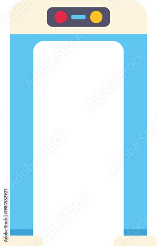 Security checkpoint gate detecting metal objects for safety control in a clean illustration