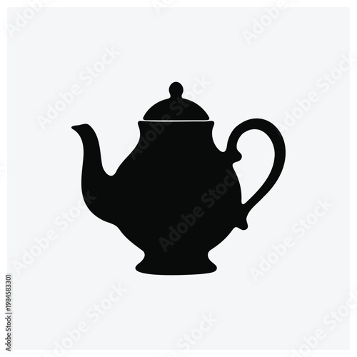 Teapot silhouette, kitchenware, beverage, cooking, black and white