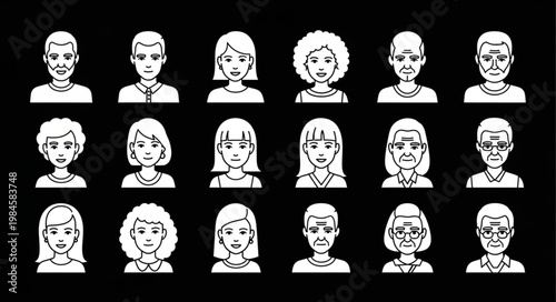 Diverse Collection of Pixel Art Avatars Representing Different People.