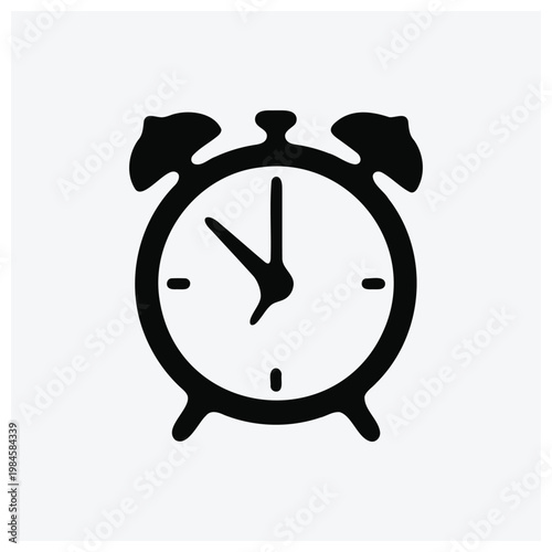 Alarm clock silhouette illustration, minimalist design, time icon
