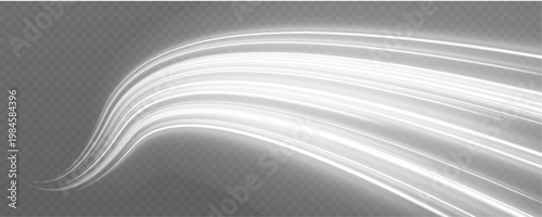 Glowing white light lines rush through a deep night environment, forming a powerful visual of acceleration and motion. Smooth gradients enhance depth. A bold digital background.