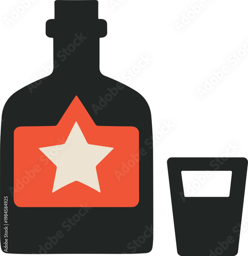 Whiskey Bottle and Shot Glass