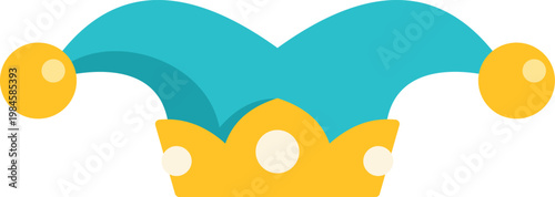 Jester hat with bells symbolizing fun, party, and carnival celebration