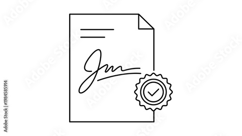 Power of Attorney minimalist black line vector icon on white background. Clean scalable SVG illustration representing a legal document, contract, or agreement for law, business, and estate planning.