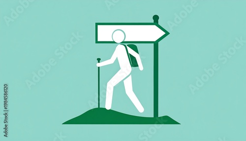 Hiking Direction Sign.
