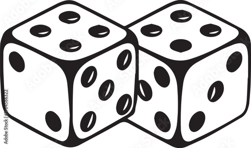 Two dice side by side with the numbers showing, set against an isolated backdrop, offering a unique visual for gambling, games, or any concept involving chance.