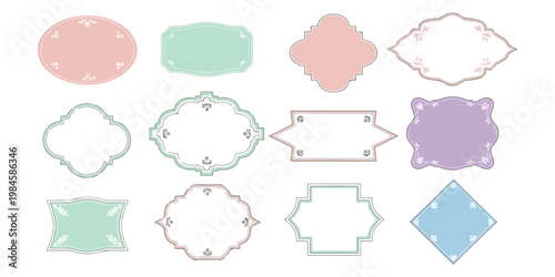 Set of Elegant Pastel Decorative Frames and Borders for Invitations and Branding