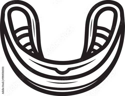 A close-up view of a sleek, black and white mouth guard, symbolizing protection, and athletic performance. The mouth guard is meticulously rendered.