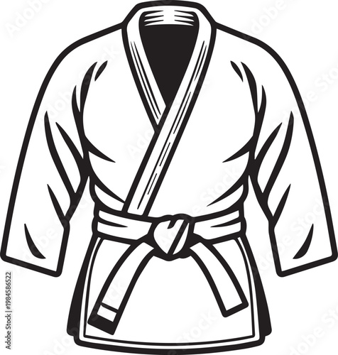 Clean vector illustration of a traditional martial art uniform, ideal for conveying concepts of discipline, training, and the martial arts.