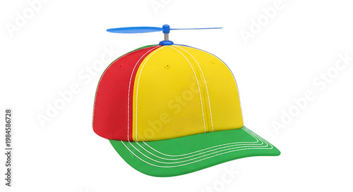 Brightly Colored Baseball Cap with a Spinning Propeller on Top - Fun Novelty Headwear