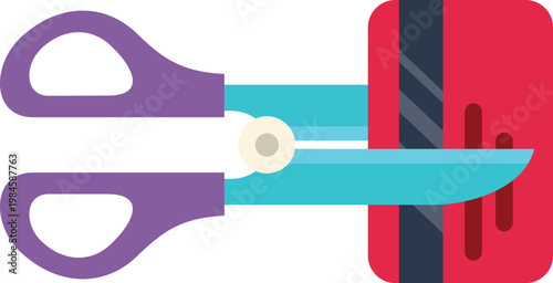 Illustration symbolizing debt control and financial independence through card cutting