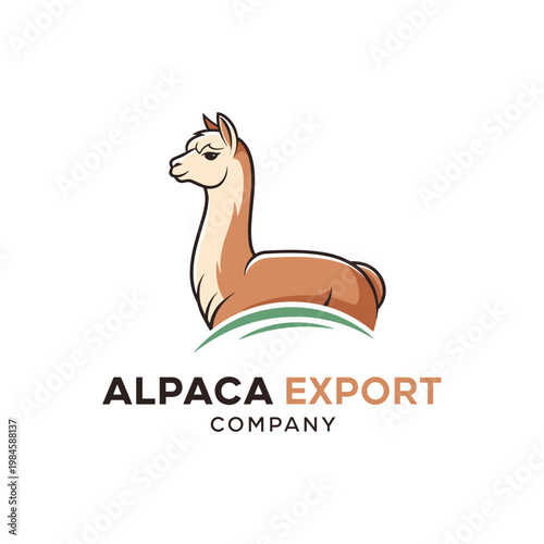 Stylized alpaca animal logo with text Alpaca Export Company