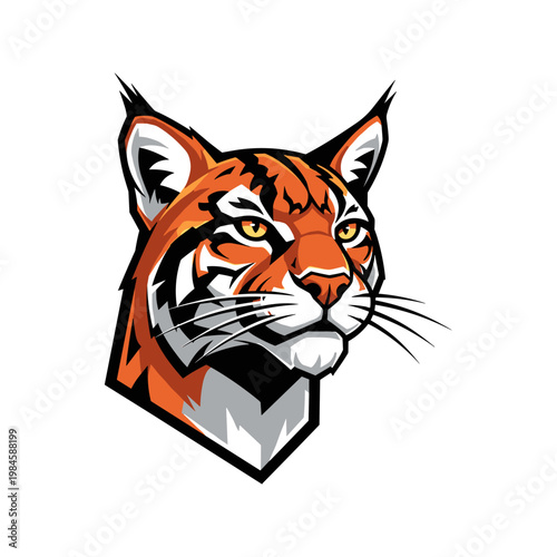Stylized head of a fierce bobcat mascot