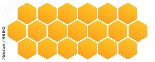 Abstract pattern seamless yellow hexagon honeycombs on a white background. Honey comb background pattern symbol vector design