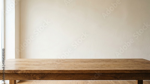 Empty Table with Wall Background Copy Space
