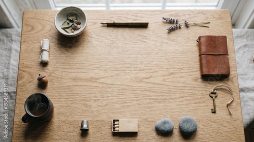 Empty Table with Wall Background Copy Space