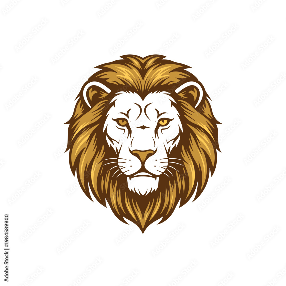 Obraz premium Stylized lion head illustration with a powerful expression