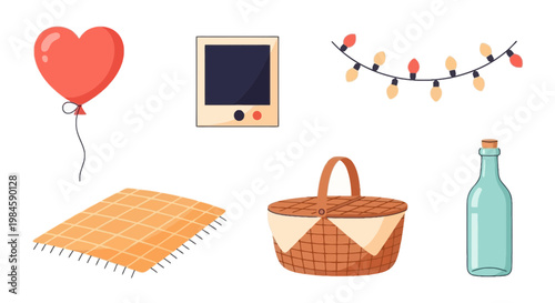 Cute Collection of Festive Party Items with Decor and Picnic Accessories