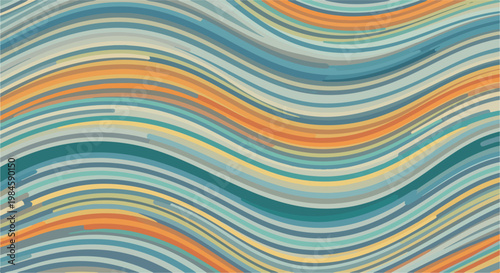 colorful abstract wave pattern with flowing stripes in ocean palette
