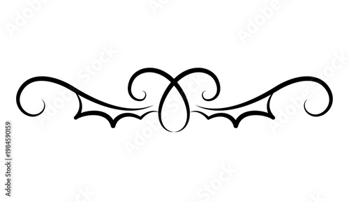 Flourish calligraphic design element. Page decoration symbol to embellish your layout. Linear of vintage swirl