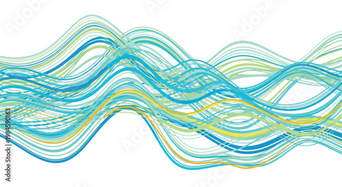 abstract blue green wave ribbons background