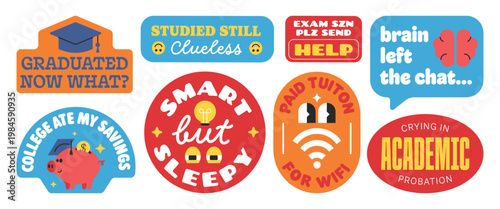 Set of Education sarcasm stickers collection.