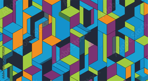 colorful 3d cube mosaic geometric pattern background